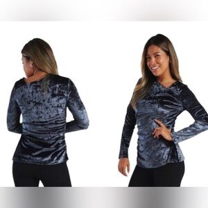 T17- Betabrand XXL Felicia Midnight Velvet Top NWOT Ruched Side